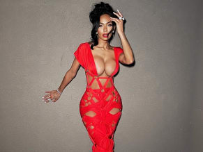 Erica Mena Posing Is Sexy Red Dress