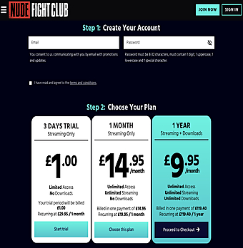 Screenshot of Nude Fight Club for Full Site Review