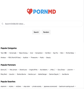 Screenshot of PornMD for Full Site Review