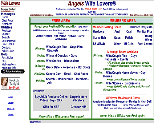 Screenshot of WifeLovers for Full Site Review