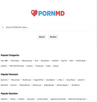 Screenshot of PornMD for Full Site Review